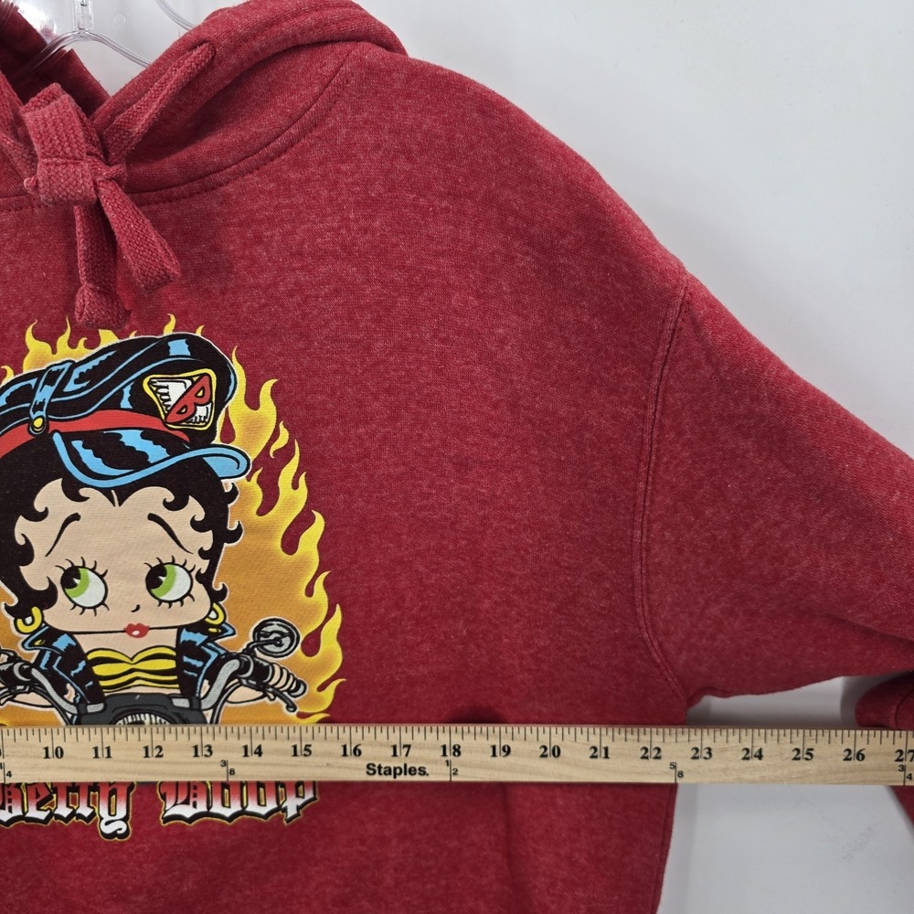 Betty Boop Womens Hoodie Large Motorcycle‎ Red Hood - Picture 5 of 8